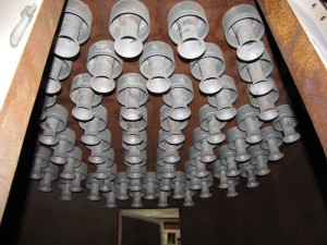 Bottom load dust collector shown from bottom