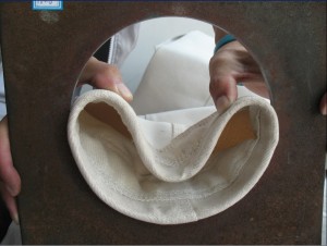 Snap band dust collector bag