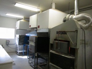 View of entire testing area equipped with a dust collection system